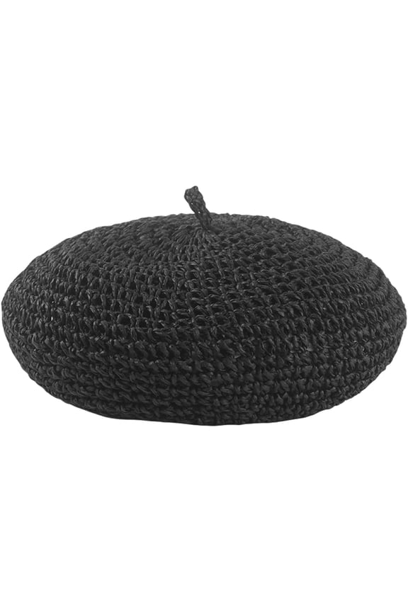 Women’s Summer Straw Woven Beret Sun Hats Artist Crochet Hollow-Out Beret Painters Woven Cap