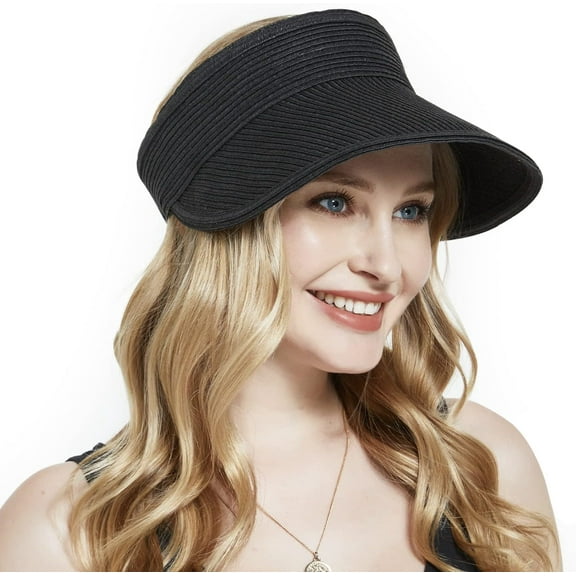 YooGuoGuo Women's Sun Visor Hat Wide Brim UPF 80  Packable Ponytail Beach Visor Foldable for Travel Summer