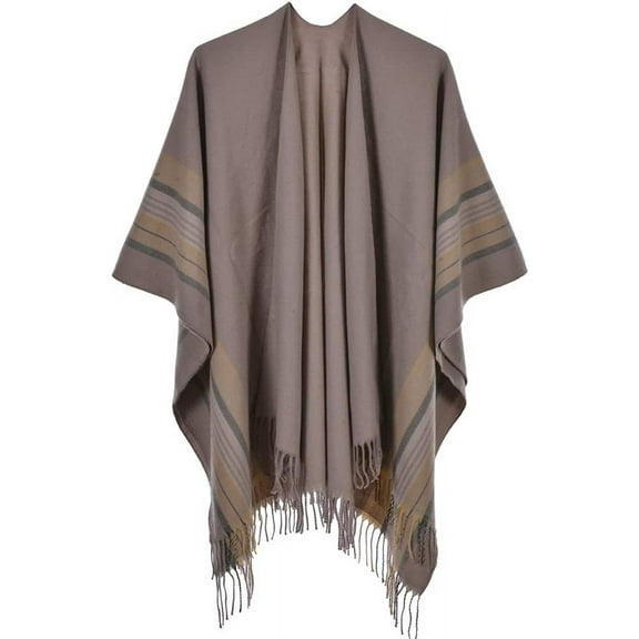YooGuoGuo Women's Tassel Shawls Wraps Warm Winter Open Front Poncho Cape Oversized Cardigan Sweater Coat
