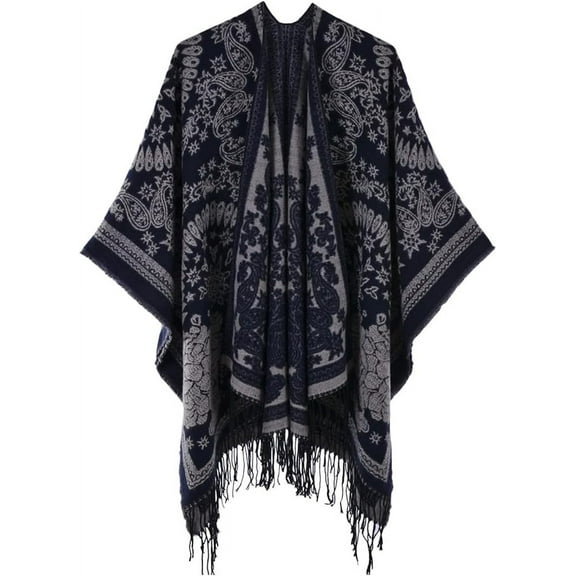 YooGuoGuo Women's Tassel Shawls Wraps Warm Winter Open Front Poncho Cape Oversized Cardigan Sweater Coat