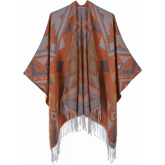 YooGuoGuo Women's Tassel Shawls Wraps Warm Winter Open Front Poncho Cape Oversized Cardigan Sweater Coat