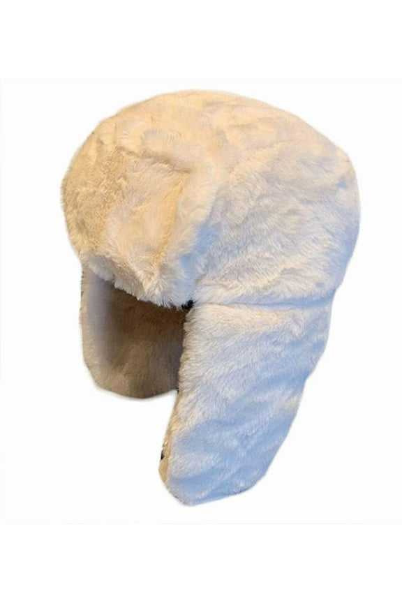 Women's Trapper Hat Faux Fur Winter Hats Fuzzy Russian Hat with Buckle Trooper Warm Ski Cycling Ear Flap Hat
