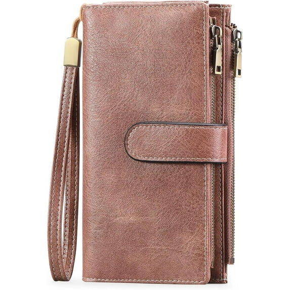 YooGuoGuo Women's Wallet and Card Holder RFID Blocking Tri-Fold Wristlet Wallet Vegan Leather Multi Card Case with ID Windows
