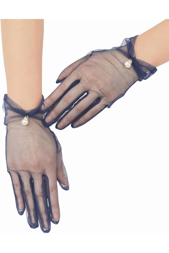 Women's Wedding Gloves Short Pearl Tulle Gloves Tea Party Evening Dance Party Gloves Dress Accessories