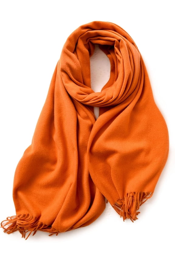 Women's Winter Warm Wool Blend Scarf Lady's Pure Color Warm Shawl Wraps with Tassels