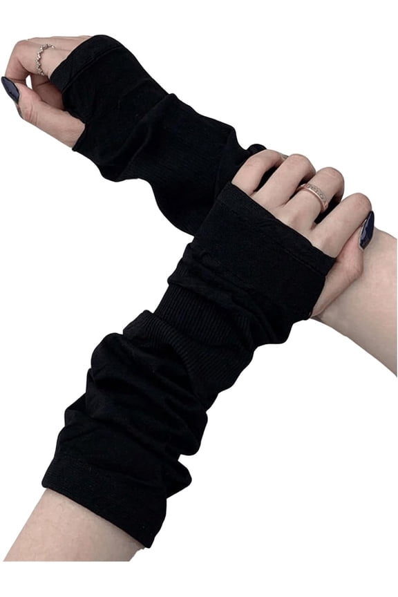 Women's Y2k Arm Warmers Goth Gloves Fingerless Knitted Arm Sleeve