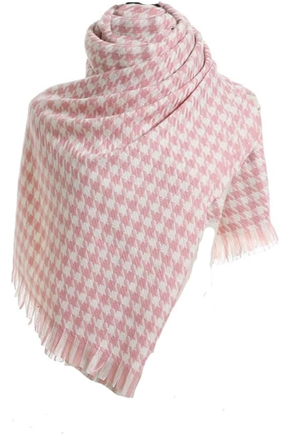 Women's Young Lady's Girl's Winter Warm Wool Blend Scarf Thick Wrap Stylish Shawl with Checked Design
