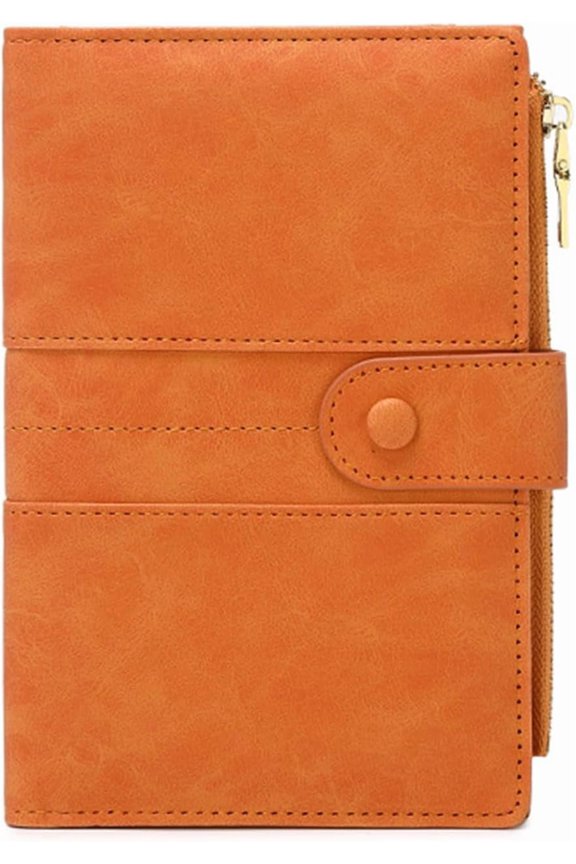 Women's small wallet Leather Bifold RFID blocking Passport Holder with zipper