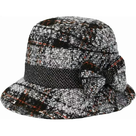 YooGuoGuo Womens 1920s Bucket Hat Winter Warm Wool Crushable Bowler Hat Ladies Vintage Cloche Round Hat with Bowknot