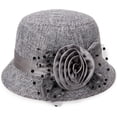 thumbnail image 1 of YooGuoGuo Womens 1920s Linen Cloche Church Hats Vintage Fascinator Floral Fedora Bucket Hats Ladies Wedding Tea Party Dress Hat, 1 of 4
