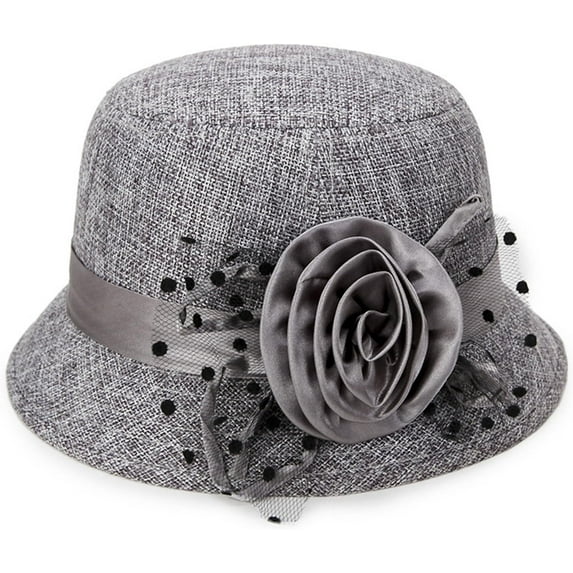 YooGuoGuo Womens 1920s Linen Cloche Church Hats Vintage Fascinator Floral Fedora Bucket Hats Ladies Wedding Tea Party Dress Hat