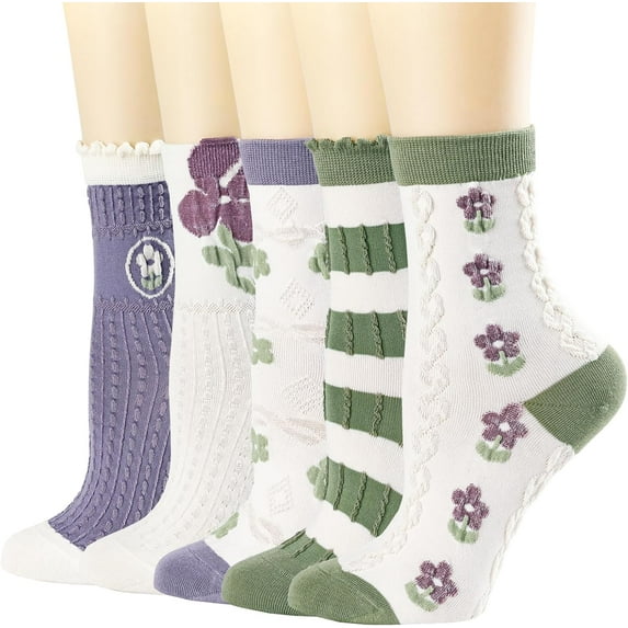 YooGuoGuo Womens Ankle Cute Socks Cotton Thin Breathable Casual Socks for Women Novelty Funny Flower Dress Socks 5 Pack