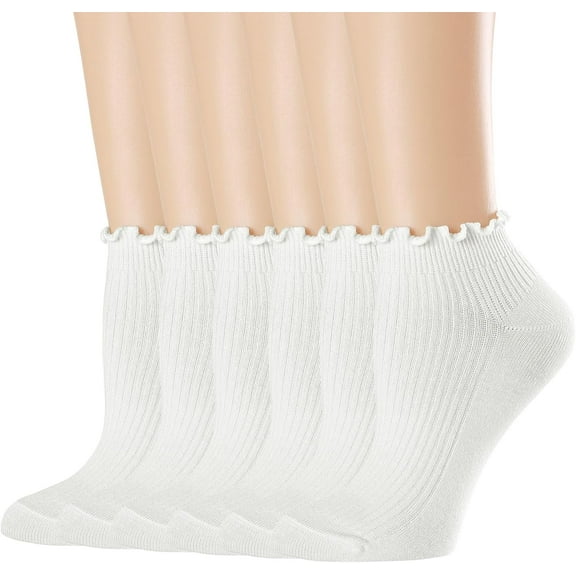 YooGuoGuo Womens Ankle Ruffle Socks Casual Cotton Frilly Breathable Cute Knit Lettuce Trim No Show Socks 6 Pack