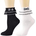 thumbnail image 1 of YooGuoGuo Womens Ankle Socks Lace Ruffle Frilly Cotton Cute Princess Ankle Dress Socks for Girl 2 Pack, 1 of 8