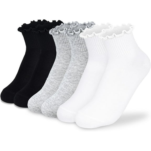 YooGuoGuo Womens Ankle Socks Ruffle Cotton Cute Frilly Trim Breathable Ankle Ruffled Socks 6 Pack