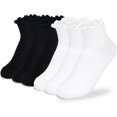 thumbnail image 1 of YooGuoGuo Womens Ankle Socks Ruffle Cotton Cute Frilly Trim Breathable Ankle Ruffled Socks 6 Pack, 1 of 6