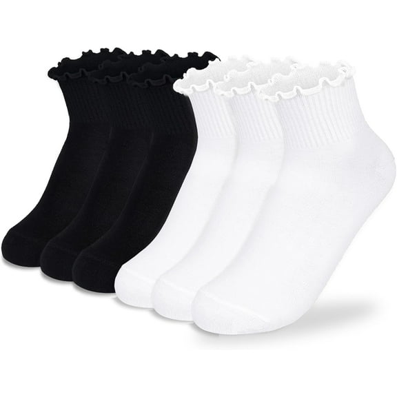 YooGuoGuo Womens Ankle Socks Ruffle Cotton Cute Frilly Trim Breathable Ankle Ruffled Socks 6 Pack