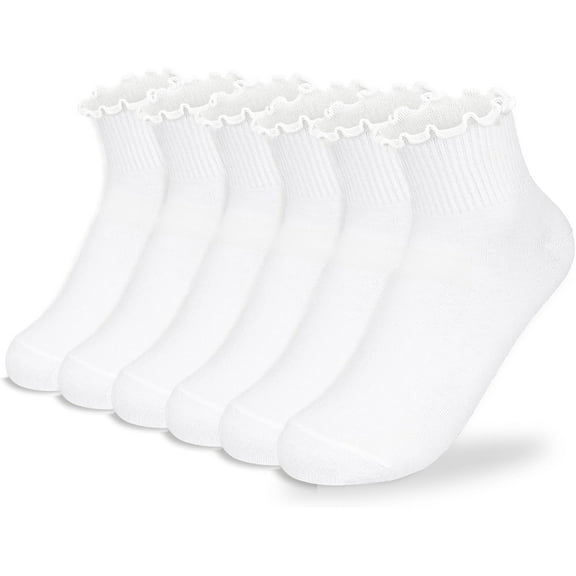 YooGuoGuo Womens Ankle Socks Ruffle Cotton Cute Frilly Trim Breathable Ankle Ruffled Socks 6 Pack