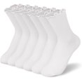 thumbnail image 1 of YooGuoGuo Womens Ankle Socks Ruffle Cotton Cute Frilly Trim Breathable Crew Ruffled Socks 6 Pack, 1 of 7