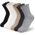 thumbnail image 1 of YooGuoGuo Womens Ankle Socks Ruffle Cotton Cute Frilly Trim Breathable Crew Ruffled Socks 6 Pack, 1 of 6