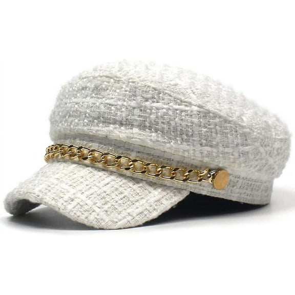 YooGuoGuo Womens Bling Rhinestone Newsboy Fiddler Cap Casual Black Baker Boy Hats with Chain for Fashion Ladies