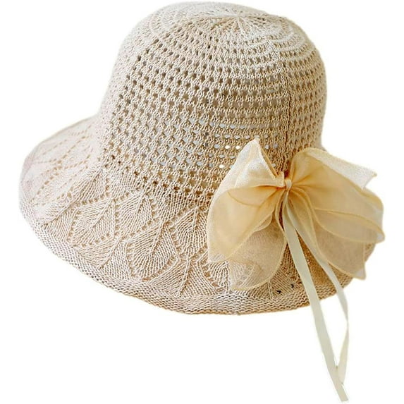 YooGuoGuo Womens Breathable Wide Brim Foldable Sun Protection Bow Bucket Hat Cap