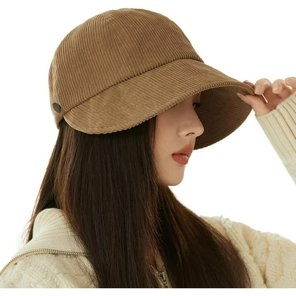 YooGuoGuo Womens Corduroy Baseball Cap Bucket Hat with Wide Brim Vintage Skull Cap Winter Cap Beanies Cap Fall Winter Trendy