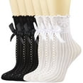 thumbnail image 1 of YooGuoGuo Womens Crew Socks Lace Ruffle Frilly Cotton Cute Princess Ankle Dress Socks for Girl 6 Pack, 1 of 7