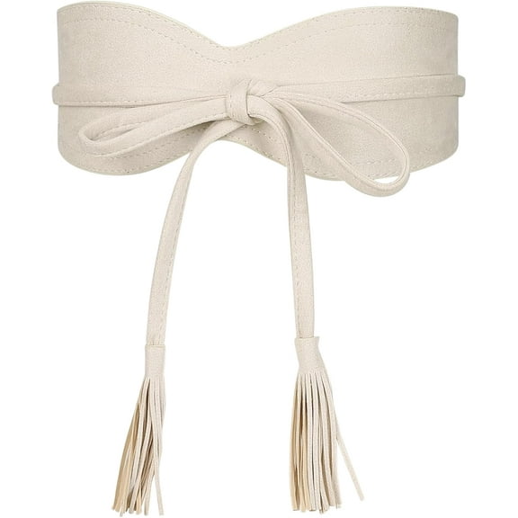 YooGuoGuo Womens Faux Suede Tassel Belt, Vintage Bow Tie Corset Cinch Obi Belts Waistband for Dress