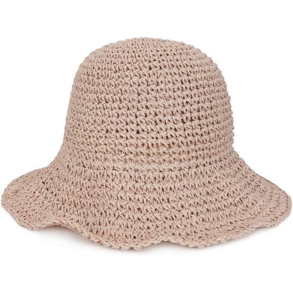 YooGuoGuo Womens Floppy Straw Sun Hat Foldable Packable Wide Brim Summer Beach Hat Crochet Bucket Hat