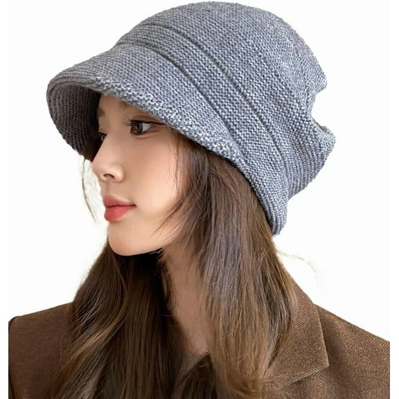 YooGuoGuo Womens Slouchy Knit Beanie Hat Winter Warm Stretchy Skull Cap with Visor Brim Snow Caps