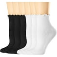 thumbnail image 1 of YooGuoGuo Womens Socks, Ruffle Turn-Cuff Casual Ankle Breathable Cool Knit Cotton Lettuce Crew Frilly Sock 6 Pack, 1 of 7