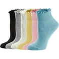 thumbnail image 1 of YooGuoGuo Womens Socks, Ruffle Turn-Cuff Casual Ankle Breathable Cool Knit Cotton Lettuce Crew Frilly Sock 6 Pack, 1 of 7