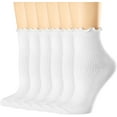 thumbnail image 1 of YooGuoGuo Womens Socks, Ruffle Turn-Cuff Casual Ankle Breathable Cool Knit Cotton Lettuce Crew Frilly Sock 6 Pack, 1 of 7