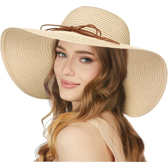 YooGuoGuo Womens Sun Straw Hat Wide Brim UPF 50 Beach Floppy Beach Hats for Women UV Protection Summer Beach Hats