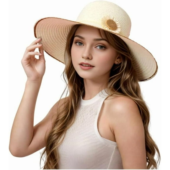 YooGuoGuo Womens Sun Straw Hat Wide Brim UPF 50 Beach Floppy Beach Hats for Women UV Protection Summer Beach Hats