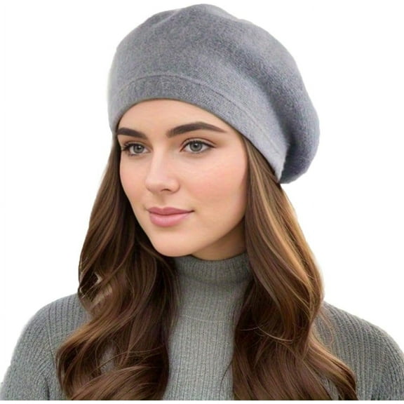 YooGuoGuo Womens Winter Beret Hat, Angora Knitted Beanie Cap Fall Winter French Classic Beret