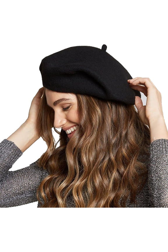 Womens Wool French Beret Chic Solid Beanie Hat Stretchable Classic Beret