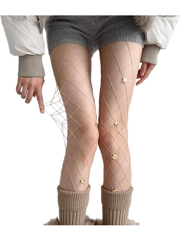 Y2K Tights for Women Kawaii Fishnet Stars Stockings Gothic Punk Net Tights Fairy Grunge Accessories Harajuku Emo