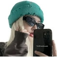 thumbnail image 1 of YooGuoGuo Y2k Beanies Goth Knitted Hats for Men Women Alt Emo Accessories Grunge Clothes Winter Warm Hat, 1 of 7