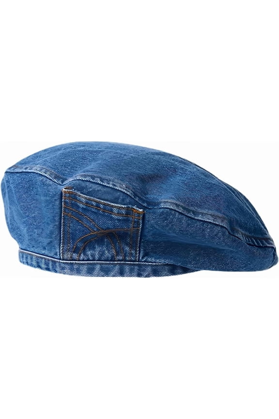 Y2k Hats Kpop Outfits for Women Painters Hat Denim Beret Women's Cap Hip-Hop Beanies Grunge Retro Girl Caps