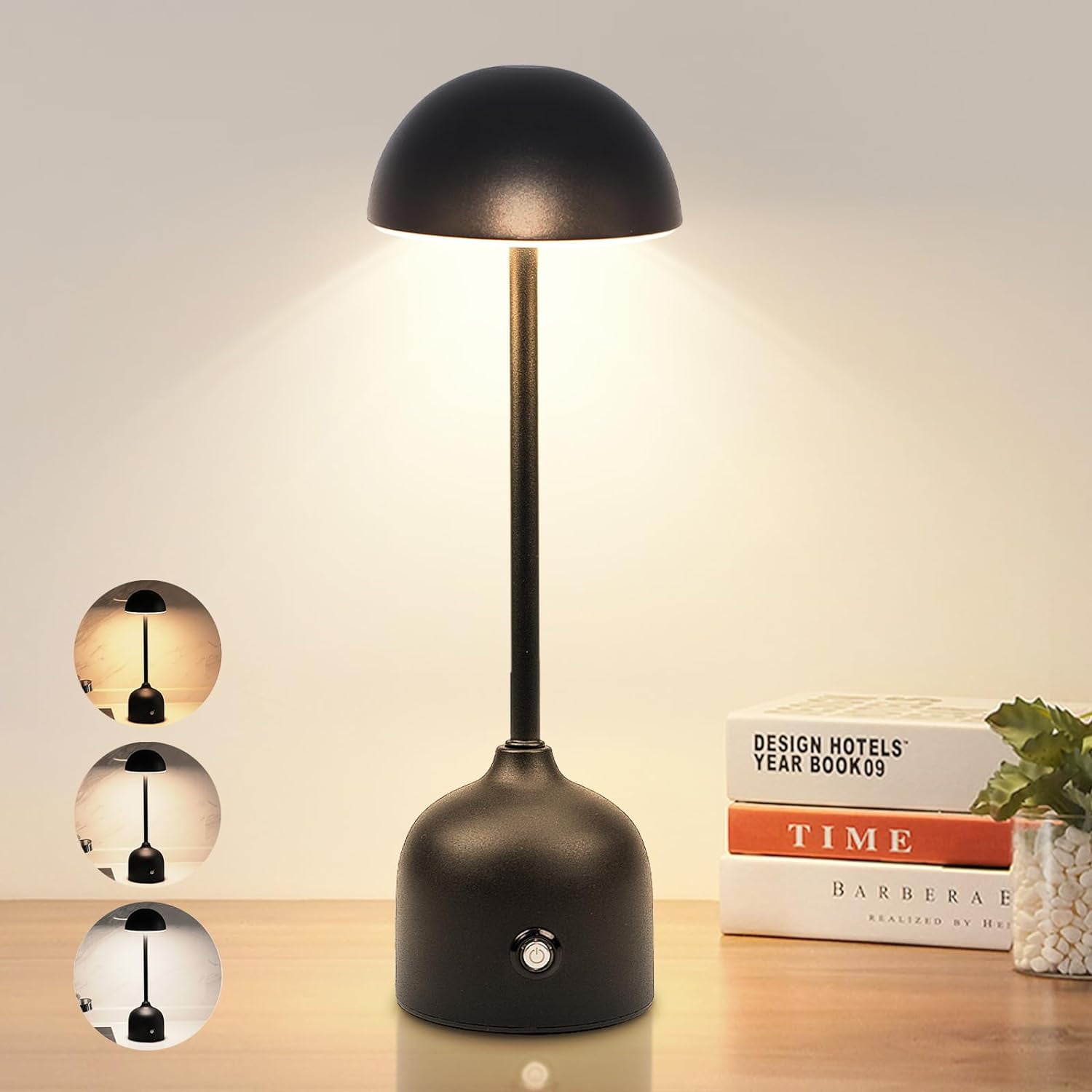 Yoobao 1 Pack Portable LED Cordless Table Lamp Light Rechargeable, 4500mAh Battery Operated Desk Lamp, 3-Color Stepless Dimmable Bedside Touch Lamps for Living Room Bedroom Nightstand Home