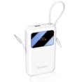 thumbnail image 1 of Yoobao Mini Power Bank PD20W Fast Charging with LED Display, 10000mAh USB-C in&Out Portable Charger with Built-in 2 Cables, 4 Outputs Travel Battery Pack for iPhone 16 15 Samsung iPad, White, 1 of 10