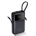 thumbnail image 1 of Yoobao Mini Power Bank PD20W Fast Charging with LED Display, 10000mAh USB-C in&Out Portable Charger with Built-in 2 Cables, 4 Outputs Travel Battery Pack for iPhone 16 15 Samsung iPad, Black, 1 of 10