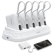 Yoobao 10000mAh Portable Charger with Charging Dock - 22.5W Fast Charging Power Bank with USB-C Cable for iPhone Samsung Android, 5 in 1 Charging Station for Home Office Restaurant, White