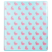 Yoobi | 1 Inch Binder - Blue Flamingo | Holds Up to 275 Sheets | 3 D-Ring Binder | 2 Interior Pockets | PVC Free | 11.5  x 1  x 10.5