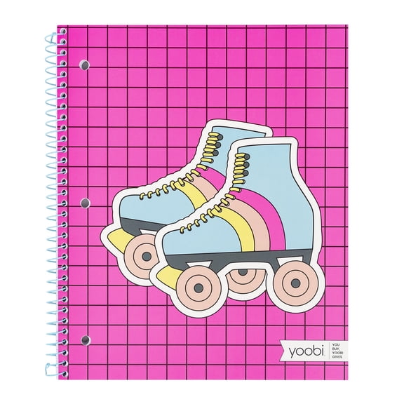 Yoobi Aqua Retro Skates 1 Subject College Ruled Spiral Notebook