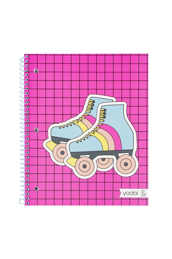 Aqua Retro Skates 1 Subject College Ruled Spiral Notebook