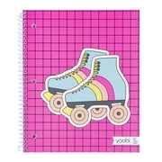 Yoobi Aqua Retro Skates 1 Subject College Ruled Spiral Notebook