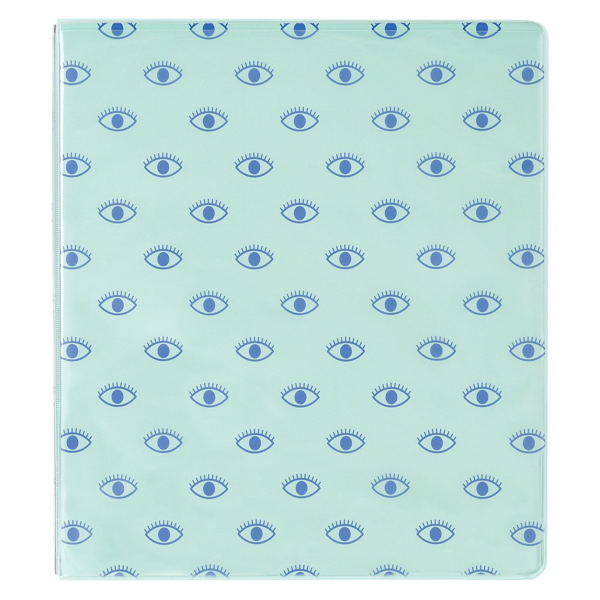 Yoobi, Binder, 1 inch, D Ring, Aqua Eyes Repeat Aqua